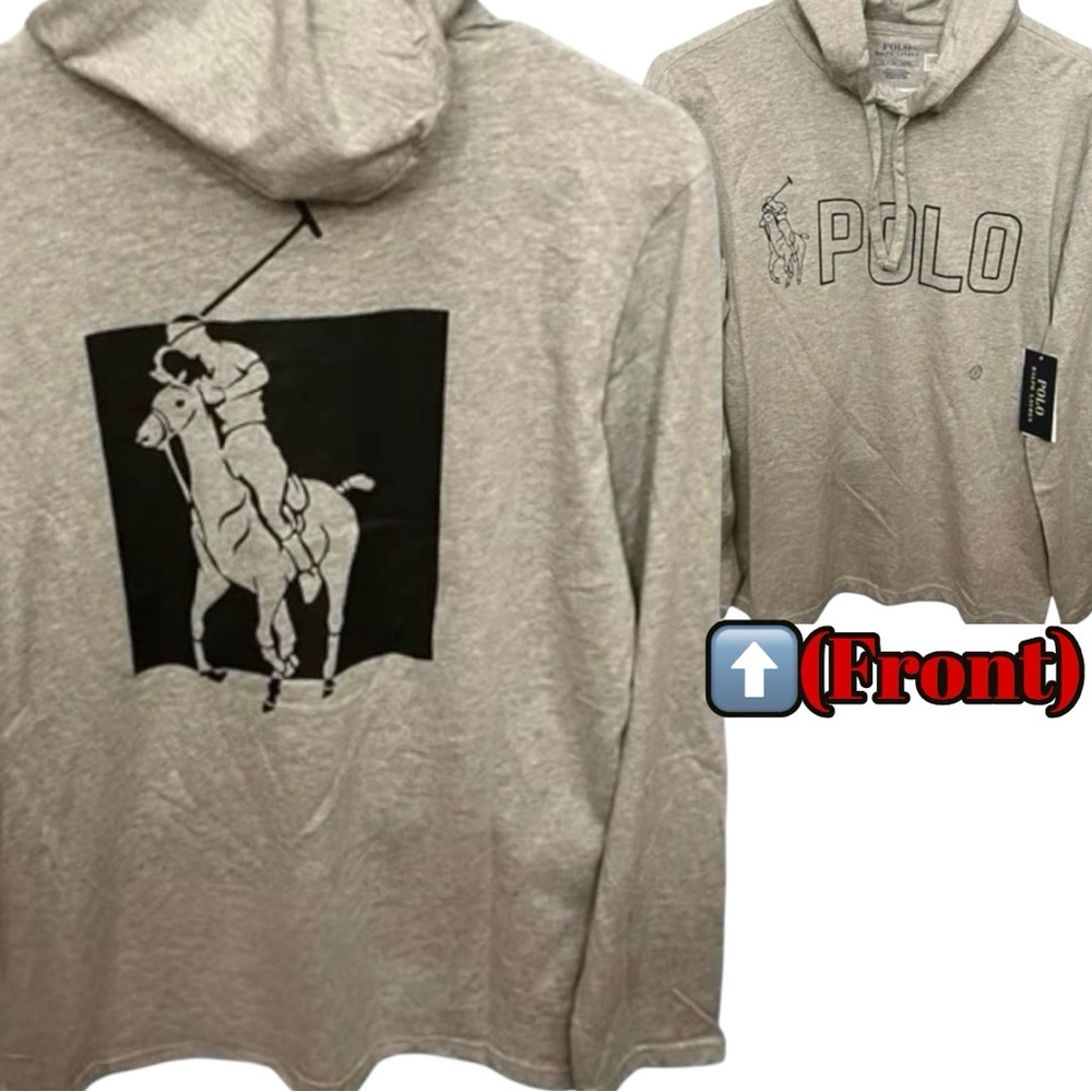 Polo Ralph Lauren Jersey Long Sleeve T-Shirt w/ HOOD Polo Pony Hooded TShirt SM
